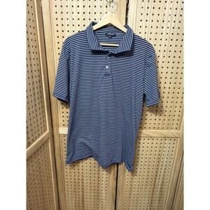 Simply Southern Mens XL Polo Shirt Navy Blue White Striped Short Sleeve Preppy